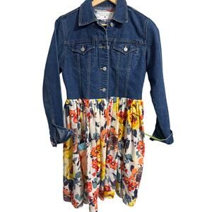 Shari B. Green Remade In America Denim Floral Dress Size Small